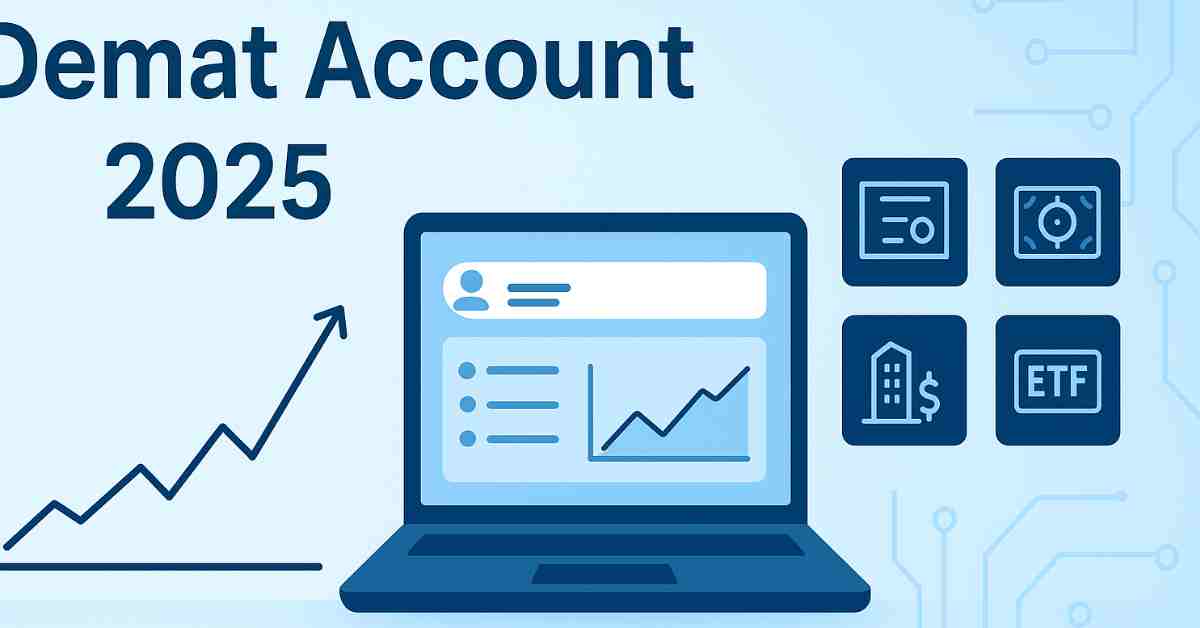 Demat Account dashboard दिखाती हुई लैपटॉप स्क्रीन