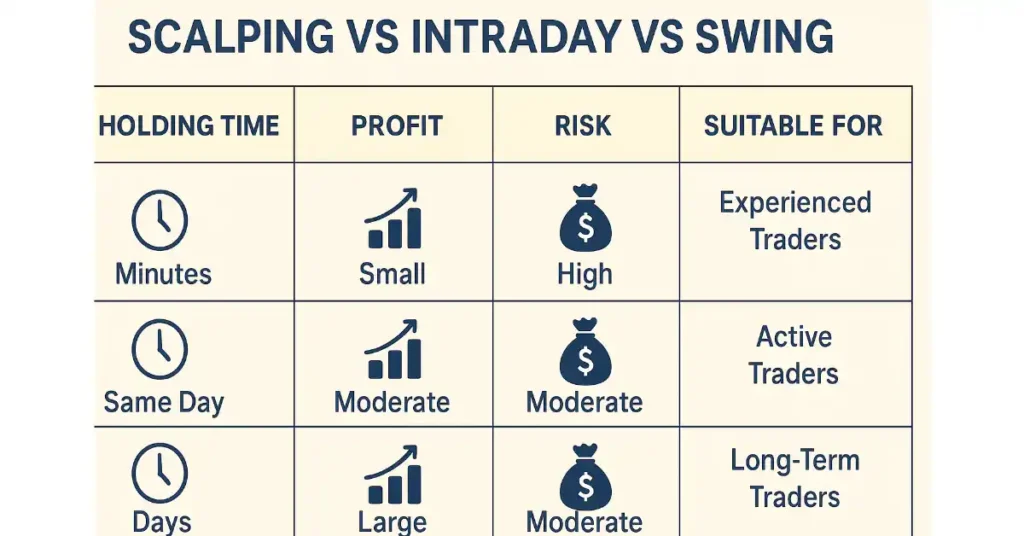 Scalping vs Intraday vs Swing Trading