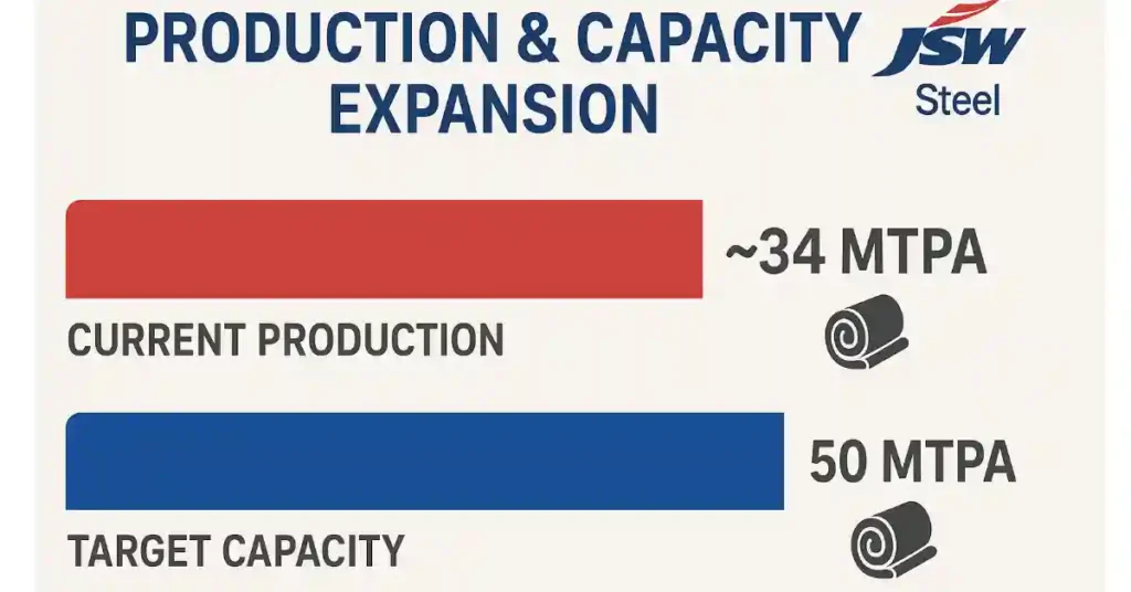 Jsw steel production and capacity expansion